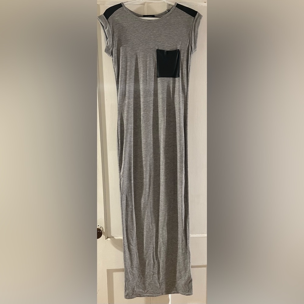 Dress with Faux leather accents